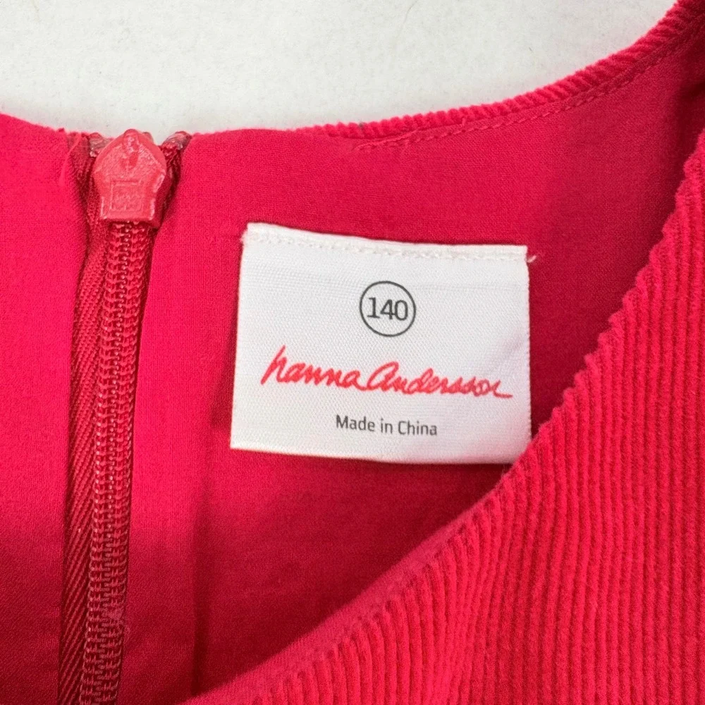 Hanna Andersson Corduroy Dress Girls 140 Size 10 Red Ruffle Lace Holiday Festive